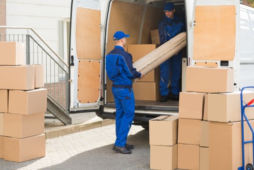 Removals team working in Knightsbridge near elegant residential buildings