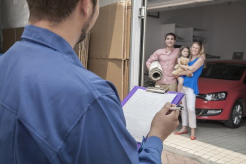 Removal team planning a move in Knightsbridge near a luxury apartment building