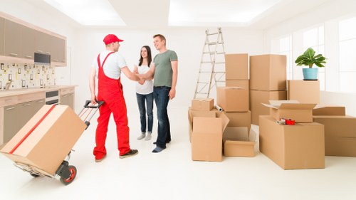 Business relocation team organizing an office move in Knightsbridge